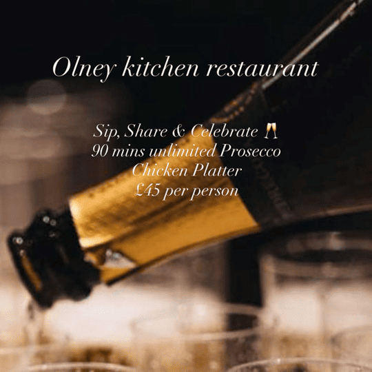 Enjoy unlimited prosecco at Olney Kitchen! Book your ticket now!